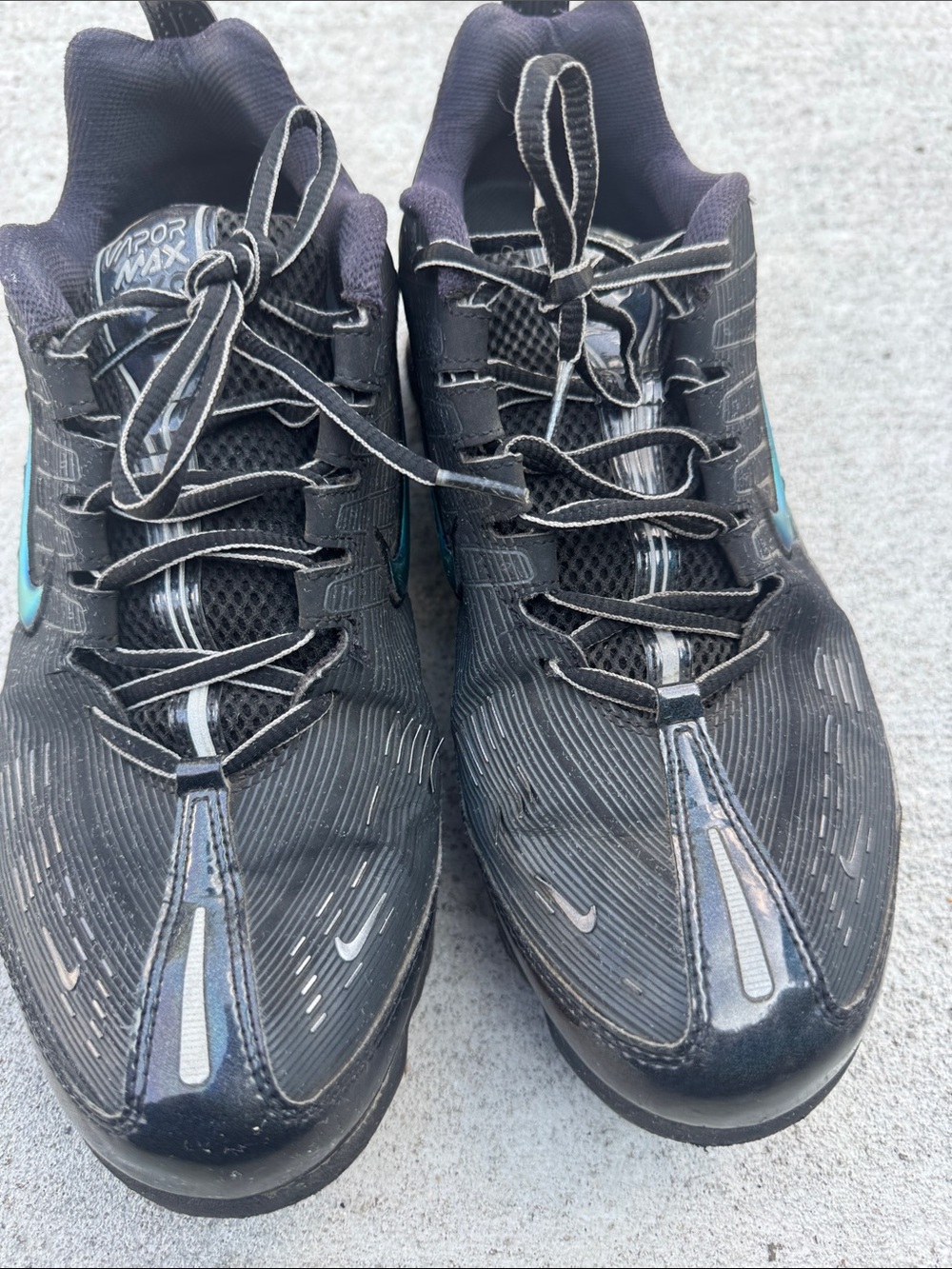 Nike Men's Black VAPOR MAX 360 Athletic Running Shoes with Teal Accents